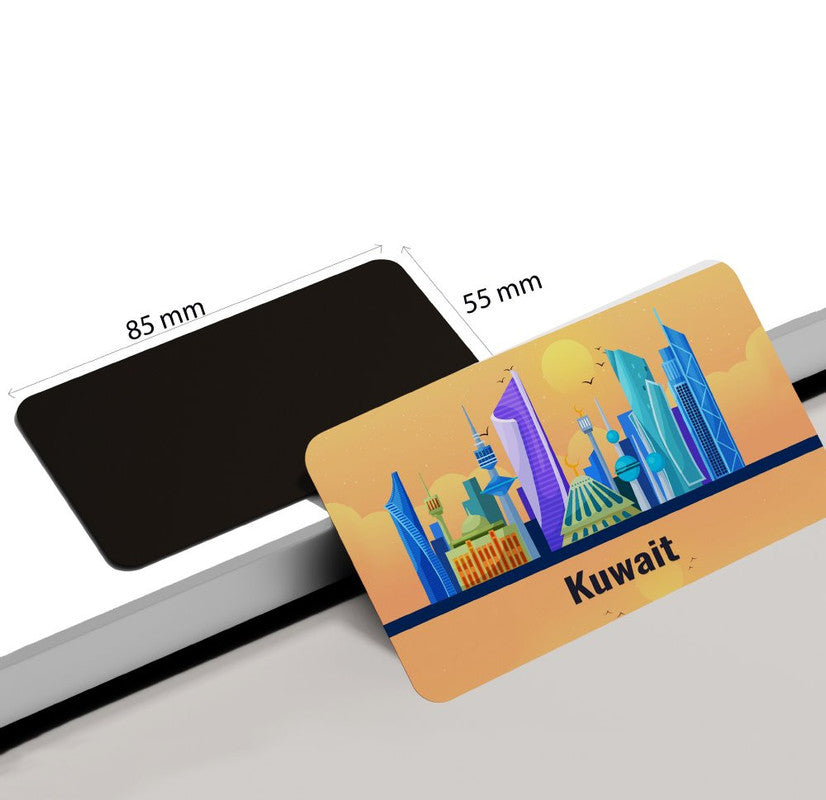 dhcrafts Rectangular Rubber Fridge Magnet / Magnetic Card Orange Arabian Peninsula Kuwait Design Pack of 1 (8.6cm x 5.4cm)